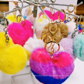 Keychain Factory Sell Fashion Faux Rabbit Fur Charm Pompom Keychain